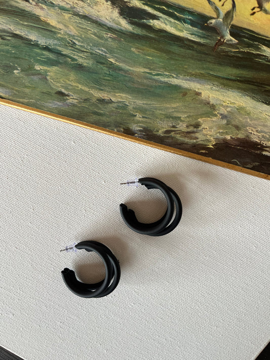 Black Spiral Hoop Earrings