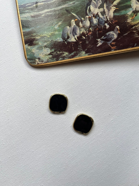 Black Square Stud Earrings 1