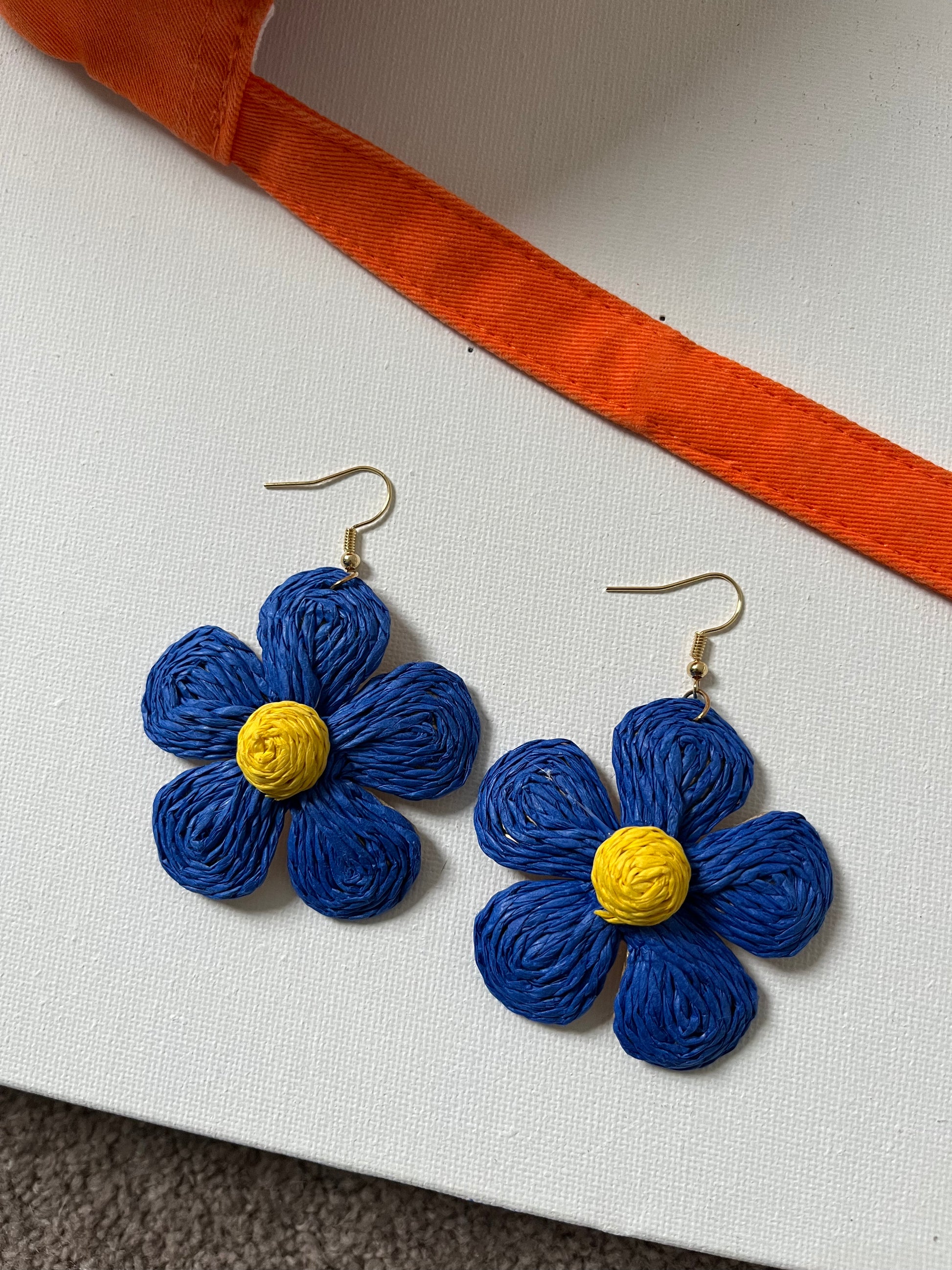 Blue Flower Drop Earrings