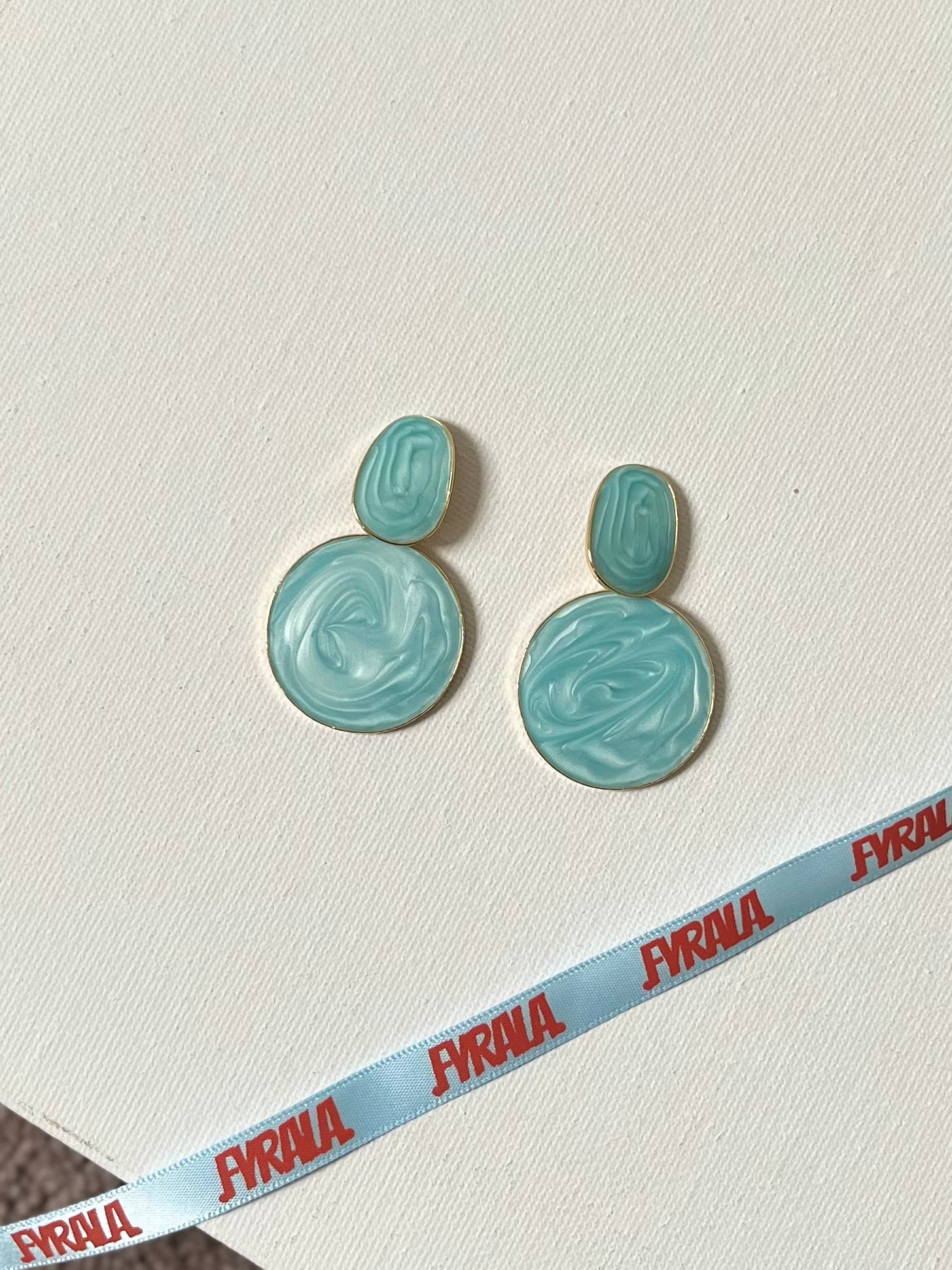 Blue Oval and Circle Drop Earrings 2