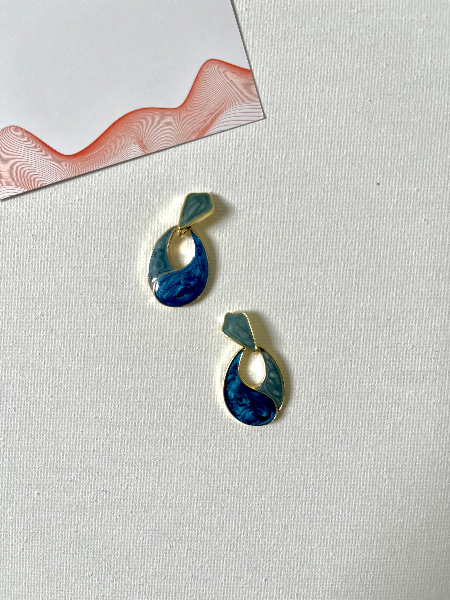 Blue Teardrop Drop Earrings 2