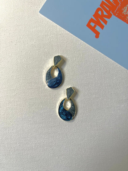 Blue Teardrop Drop Earrings