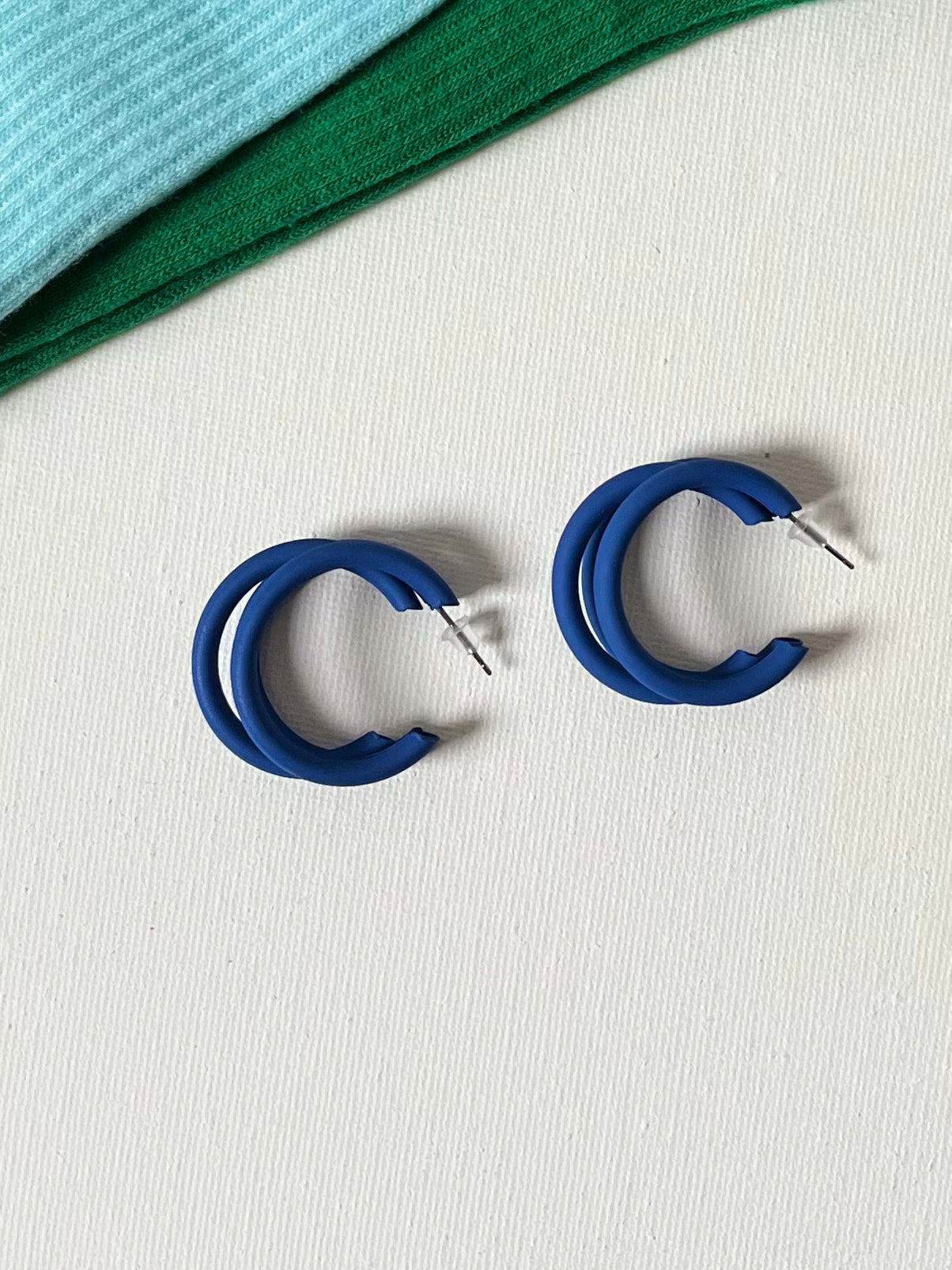 Blue Spiral Hoop Earrings