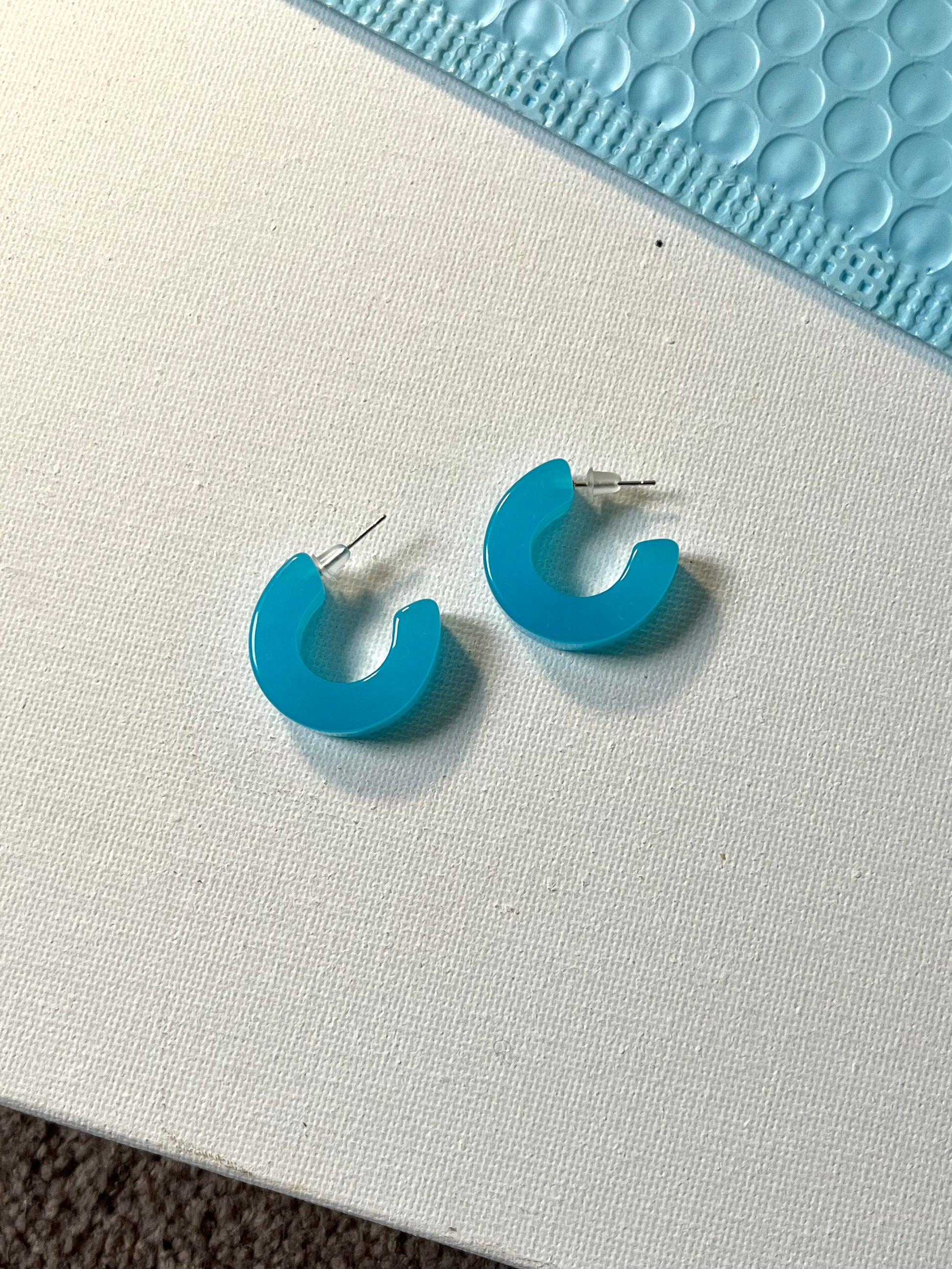 Blue Candy Hoop Earrings