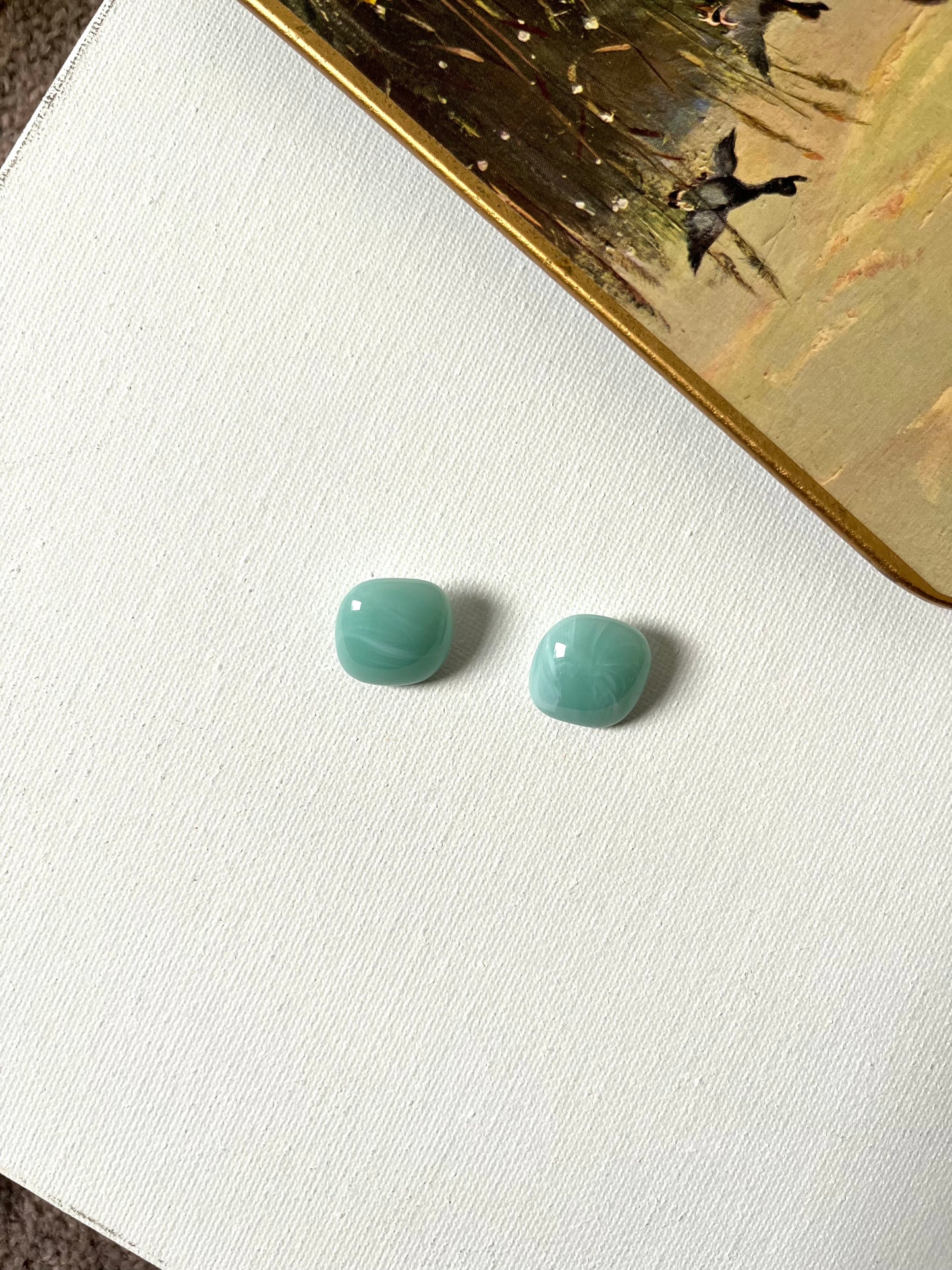 Blue Rounded Stud Earrings 2