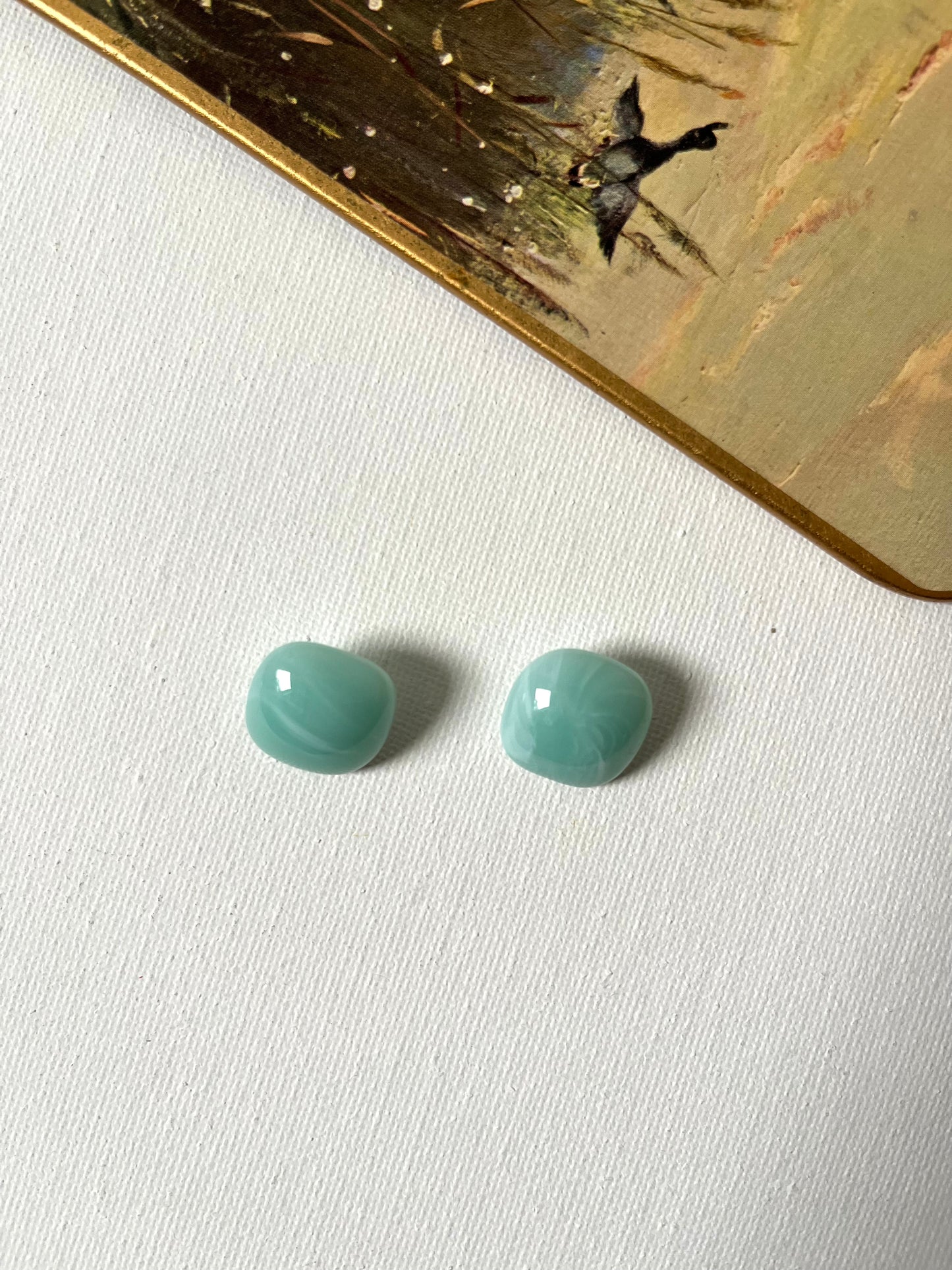 Blue Rounded Stud Earrings