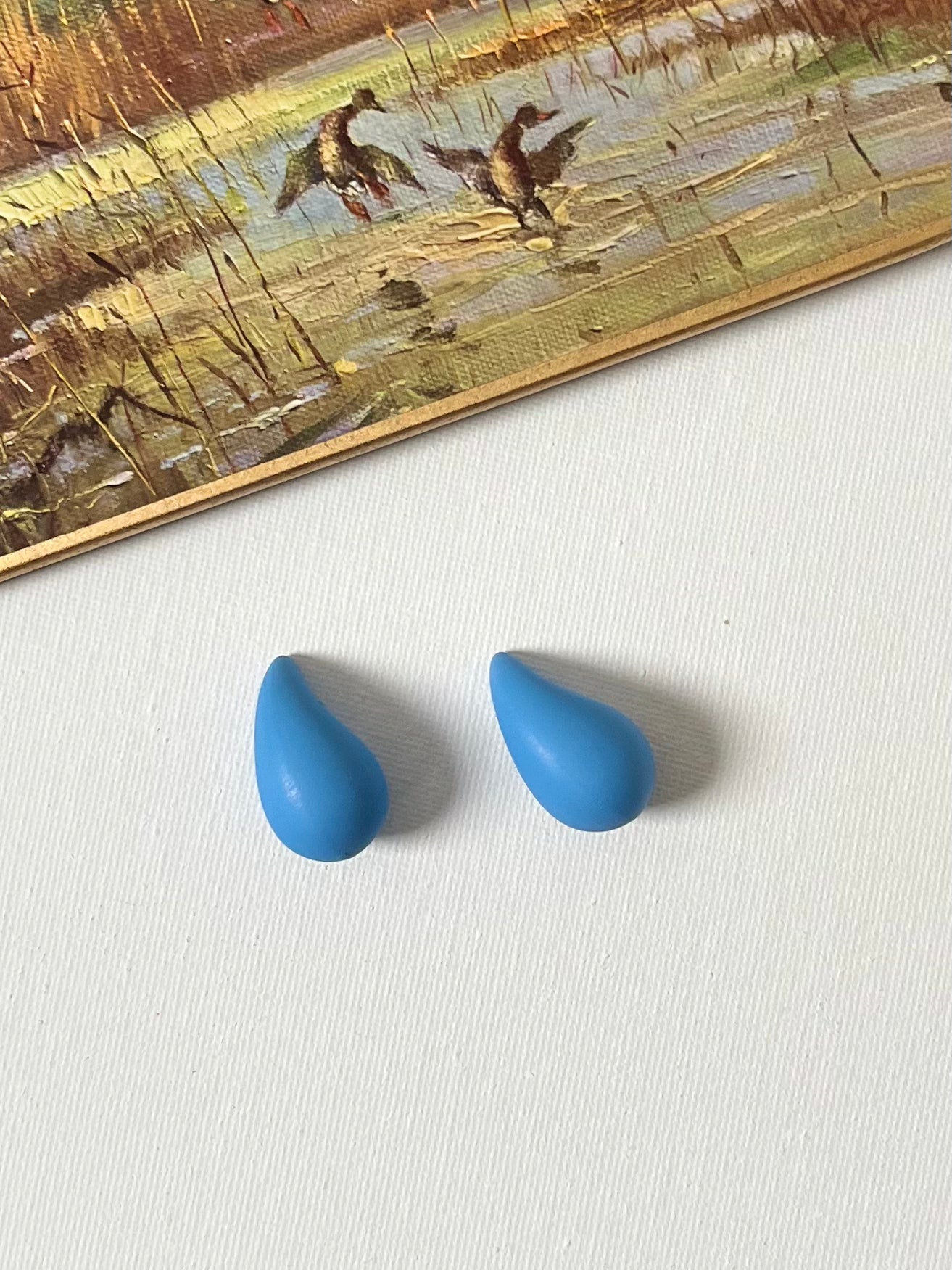 Blue Teardrop Shaped Earrings