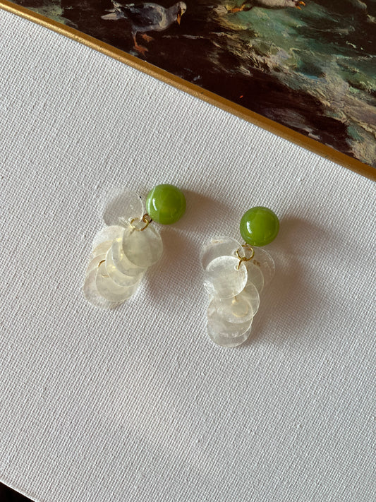 Cascading Natural Shell Disc Earrings 1