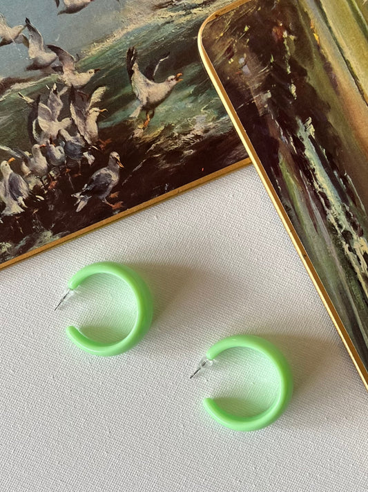 Green Crescent Hoop Earrings 1