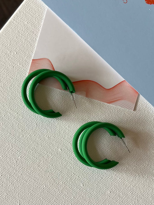 Green Spiral Hoop Earrings