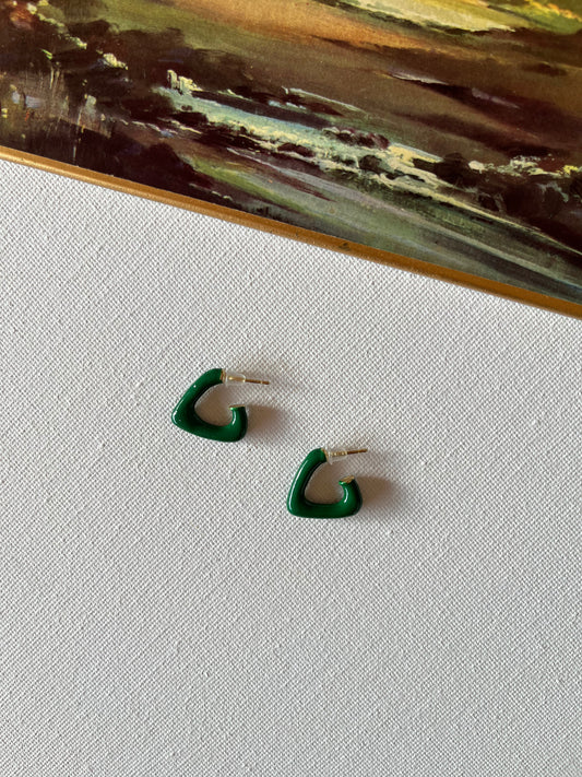 Green Angular Hoop Earrings 1