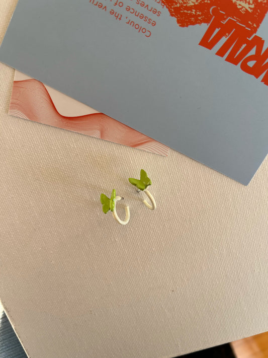 Green Butterfly Mini Hoop Earrings