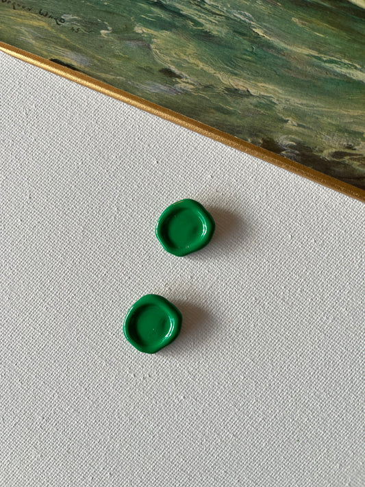 Green Wax Seal Stud Earrings 1