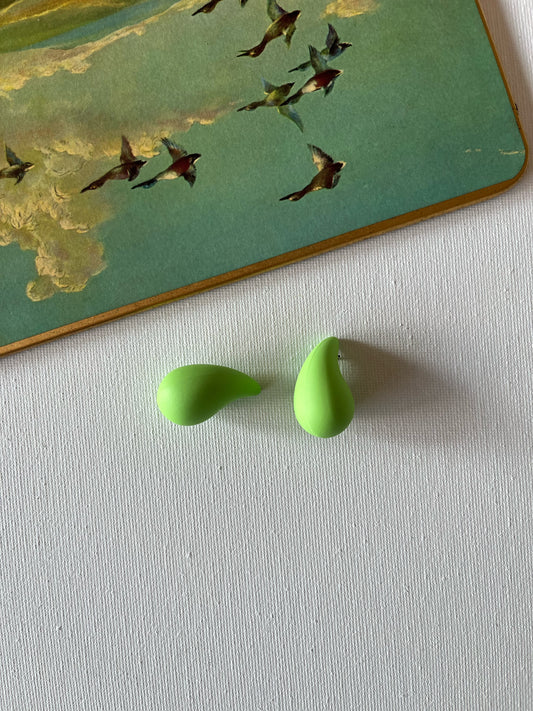 Green Teardrop Shaped Earrings