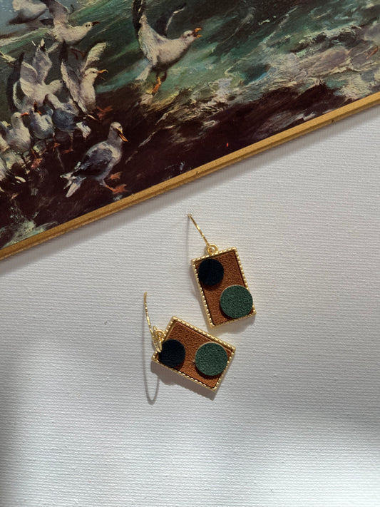 Geometric Leather Drop Earrings