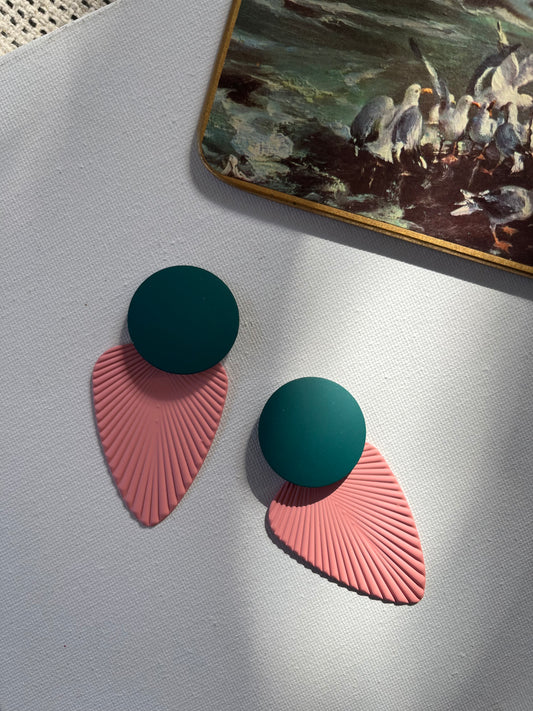 Two-Tone Fan Inspired Drop Earrings