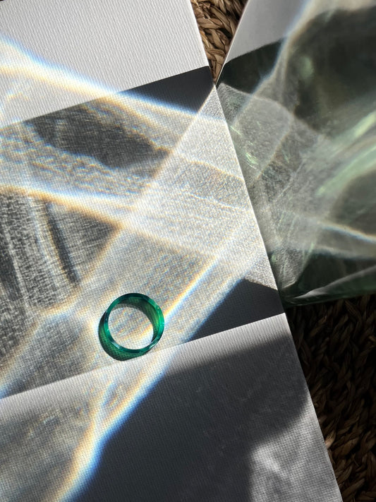 Black and Green Translucent Resin Ring 1