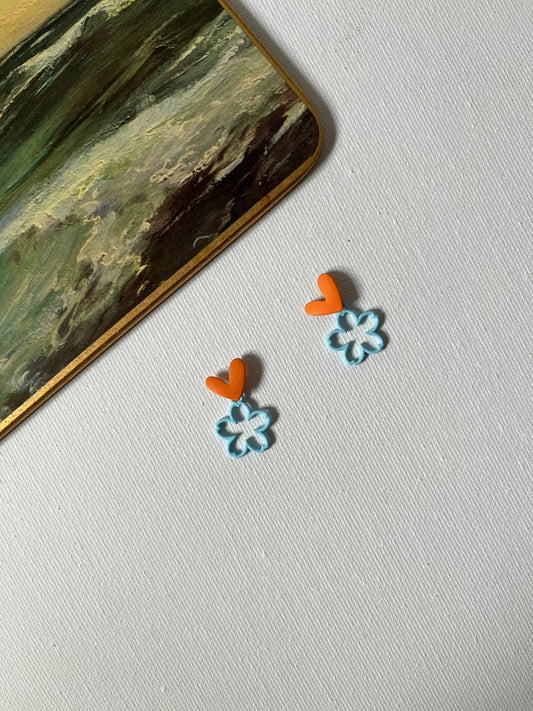 Orange and Blue Mini Drop Earrings