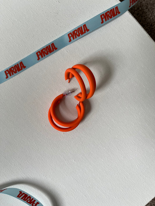 Orange Spiral Hoop Earrings