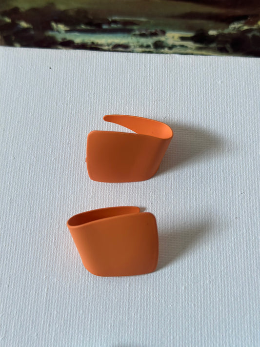 Orange Wave Pattern Hoop Earrings