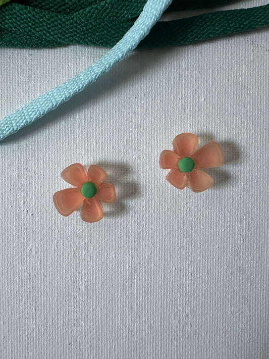 Orange Flower-shaped Stud Earrings