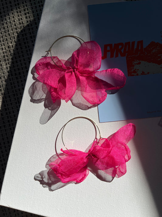 Rose Pink Ethereal Fairy Hoop Earrings