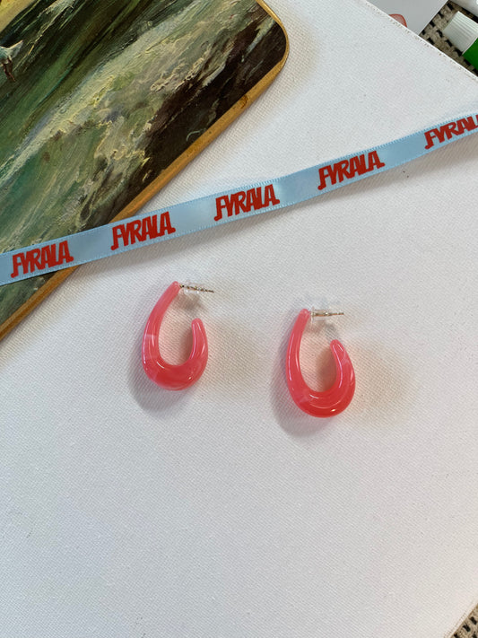 Pink Smooth Flow Hoop Earrings