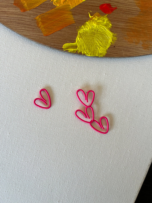 Pink Heart Outline Earrings 1