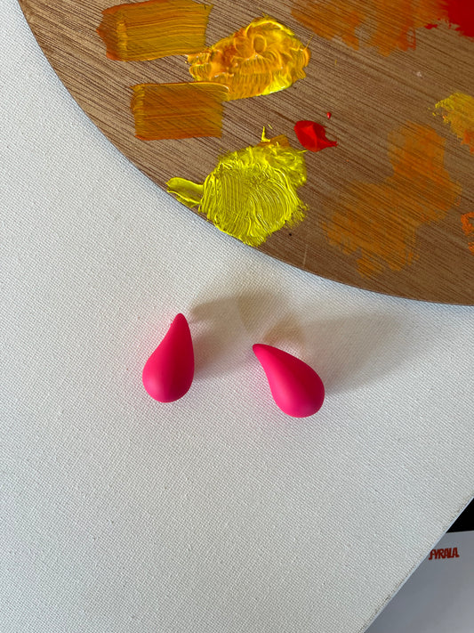 Rose Pink Teardrop Shaped Earrings