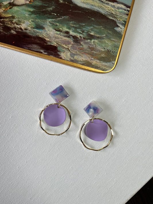 Purple Geometric Drop Earrings 1