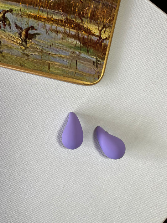 Pueple Teardrop Shaped Earrings