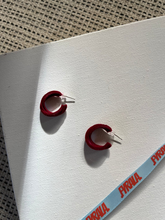 Burgundy Velvet Loop Earrings