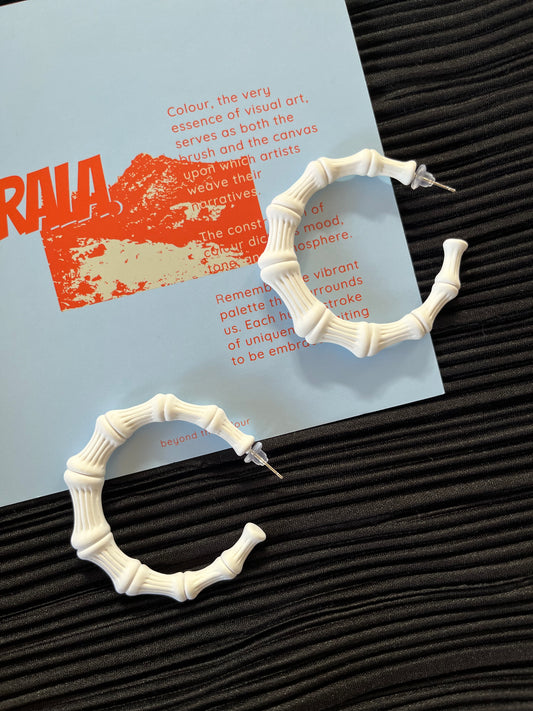 White Bamboo Hoop Earrings