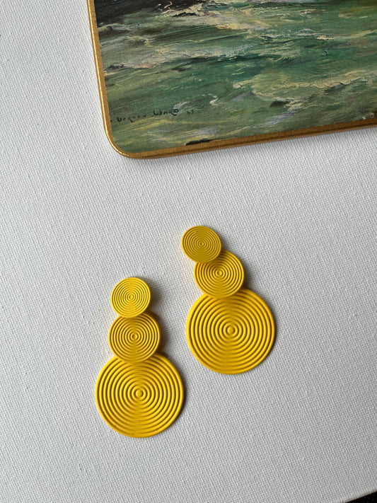 Yellow Spiral Drop Earrings