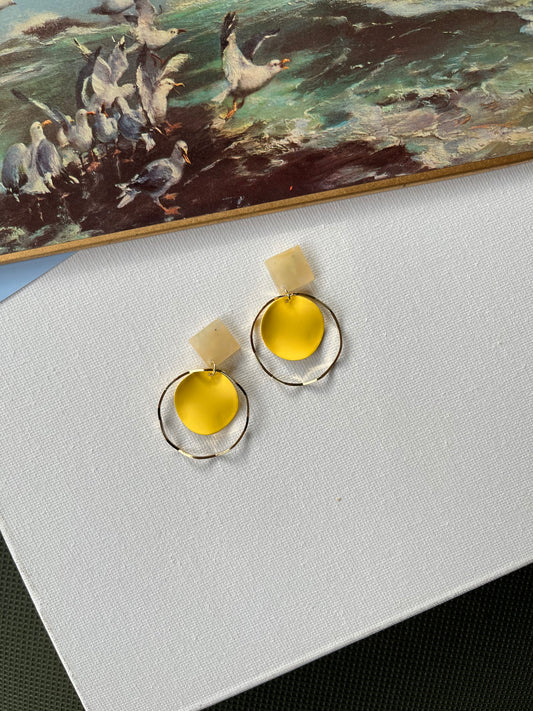 Yellow Geometric Drop Earrings 1