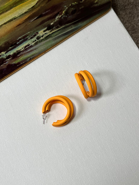 Yellow Spiral Hoop Earrings