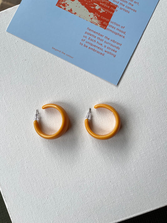 Yellow Crescent Hoop Earrings 1