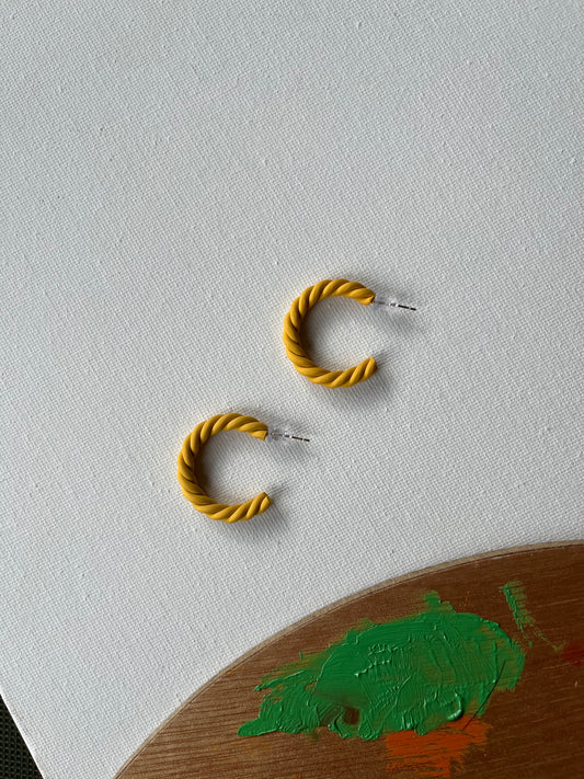 Yellow Twisted Hoop Earrings