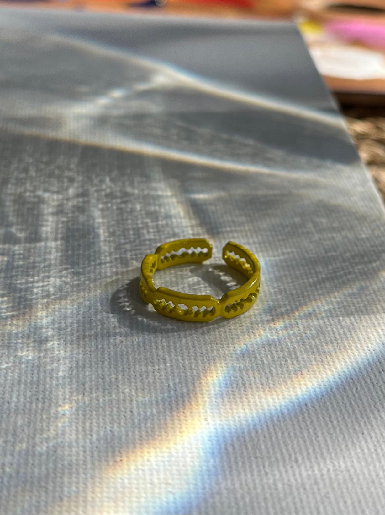 Yellow Wave Pattern Blade Ring 2