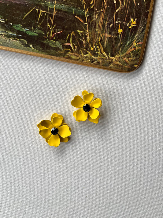 Yellow Flower Stud Earrings