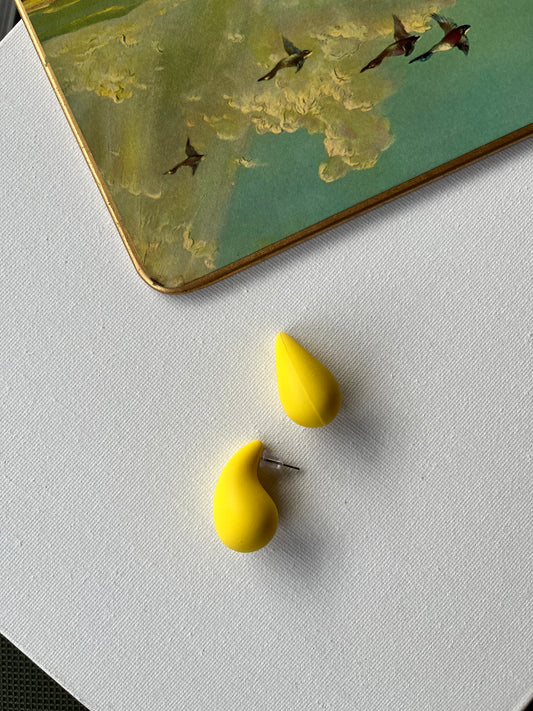 Yellow Teardrop Shaped Earrings